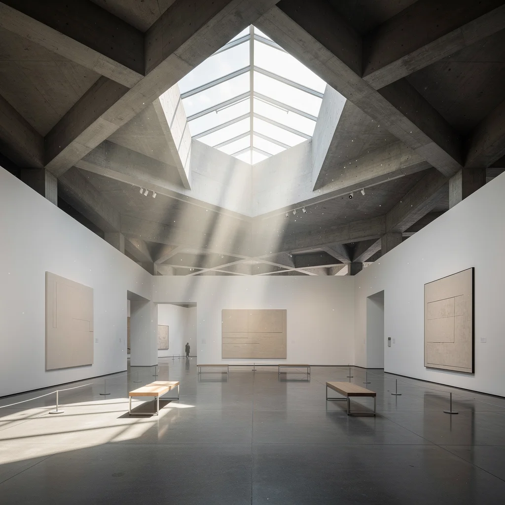 Architectural interior with dramatic lighting